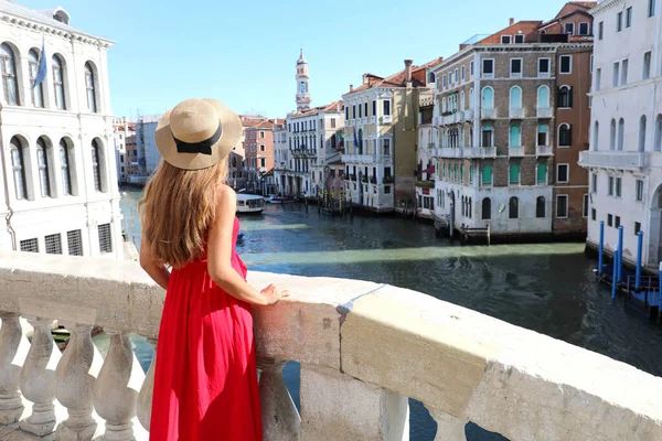 Venedik Turizm Talya Venedik Teki Rialto Köprüsü Nden Büyük Kanal — Stok fotoğraf