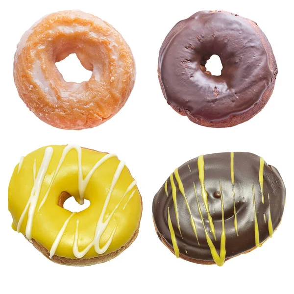 Donuts Set Isolated White Background — Stock Photo, Image