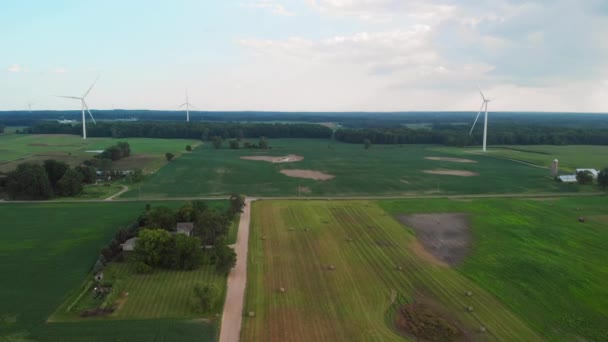 Luchtfoto Van Het Platteland Met Zand Windmolens — Stockvideo