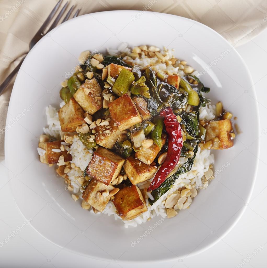 Tofu with Chinese Broccoli and Rice