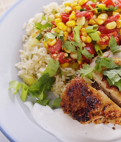 Pollo con arroz y verduras —  Fotos de Stock