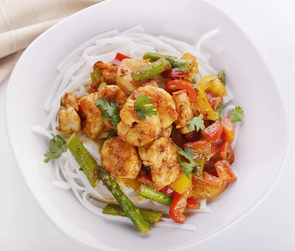 Rice Noodles with Shrimps — Stock Photo, Image