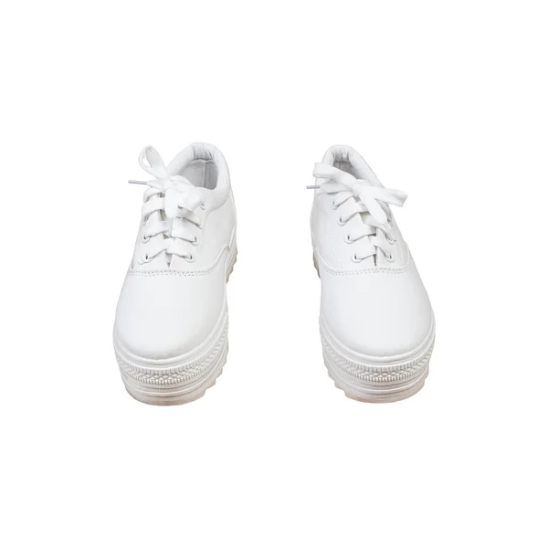 Ζευγάρι πάνινα παπούτσια, λευκό χρώμα απομονωθεί φόντο — Φωτογραφία Αρχείου