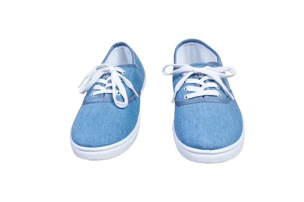 Paar sneakers, blauwe kleur geïsoleerd achtergrond — Stockfoto