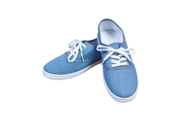 Pár cipők, kék színű elszigetelt háttér — Stock Fotó