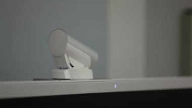 Telekonferans, video konferans veya telepresence kamera closeup iş toplantı odası, Hd için