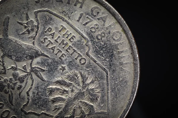 US American coin with wording "The Palmetto State" on black back — Stock Photo, Image