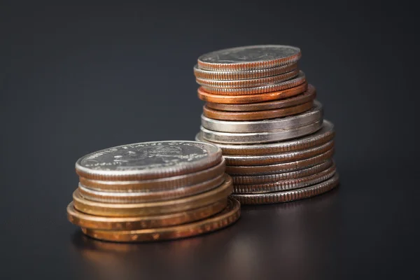 Group of US American coin vertical stacking — Stock Photo, Image