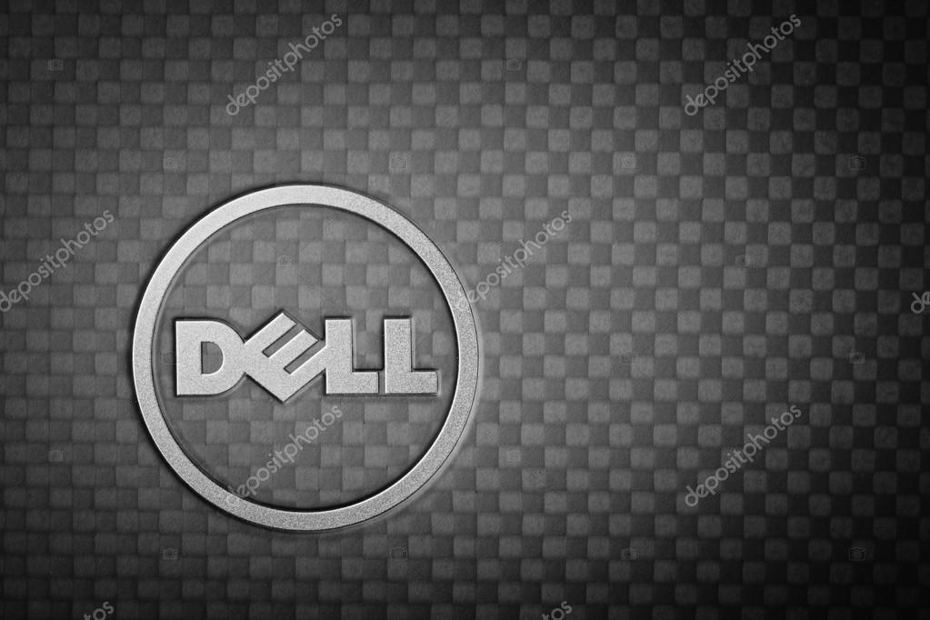 BANGKOK THAILAND - JANUARY25 : Dell logo made from stainless steel on notebook cover black color, in Bangkok, Thailand on January 25, 2015