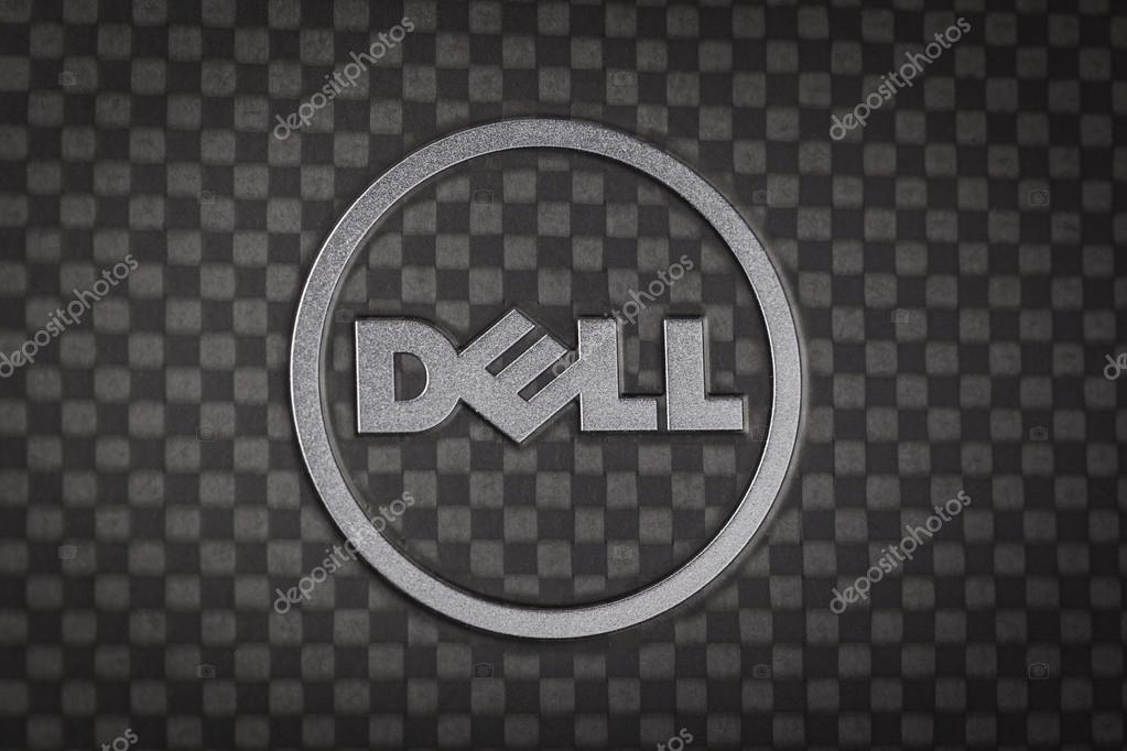 BANGKOK THAILAND - JANUARY25 : Dell logo made from stainless steel on notebook cover black color, in Bangkok, Thailand on January 25, 2015