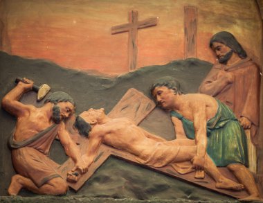 Bangkok Tayland - 28 Şubat: İsa'nın oyma çivilenmiş 