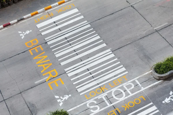 Zebra crossing, on urban asphalt road for passenger or people an — Stock Photo, Image