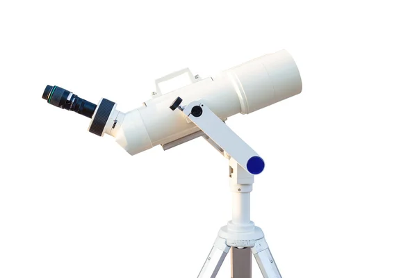 Télescope isolé sur fond blanc pour l'univers des étoiles de recherche , — Photo