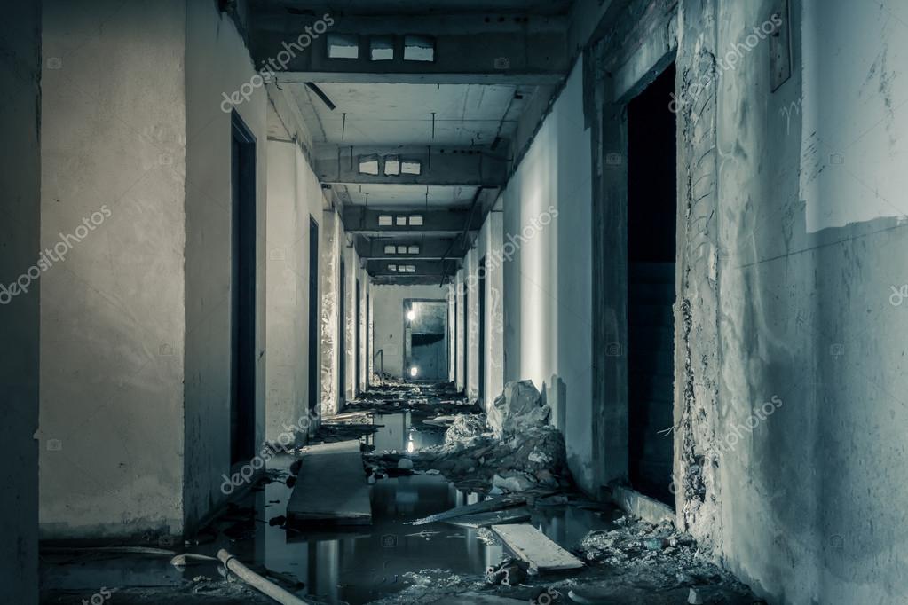 Hallway walkway abandoned building can use horror movie scene ba — Stock Photo © FrameAngel
