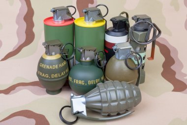 All explosives, weapon army,standard time fuze, hand grenade on  clipart