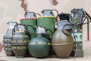 All explosives, weapon army,standard time fuze, hand grenade on  clipart