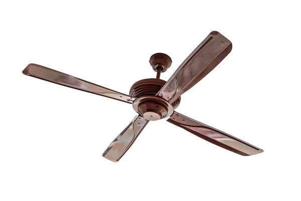 Four blades brown Ceiling fan isolated — Stock Photo, Image