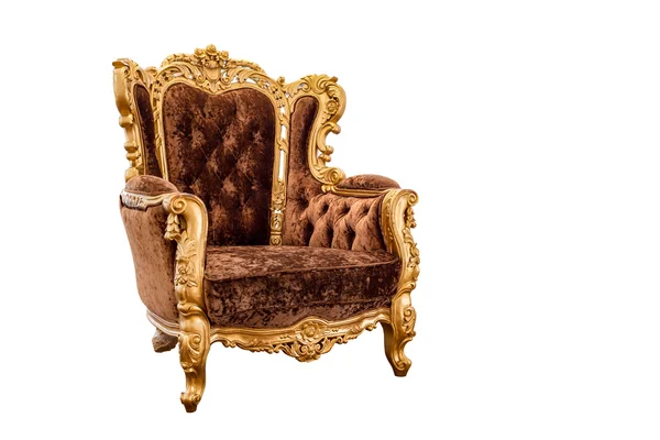 Vieux fauteuil classique en cuir vintage isolé sur fond blanc — Photo