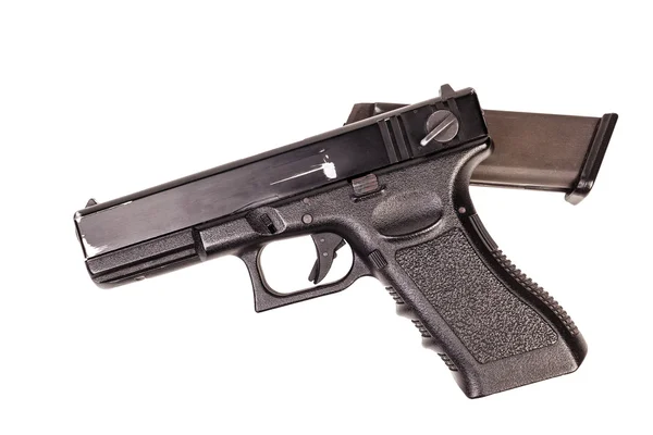 Handfeuerwaffe benutzt, Waffenarmee isoliert auf weißem Hintergrund — Stockfoto