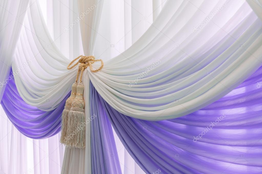 Luxury sweet white and violet curtain and tassel