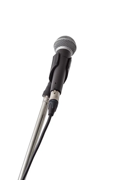 Microphone et support isolés sur fond blanc — Photo