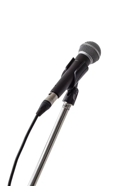Micrófono y soporte aislados sobre fondo blanco — Foto de Stock