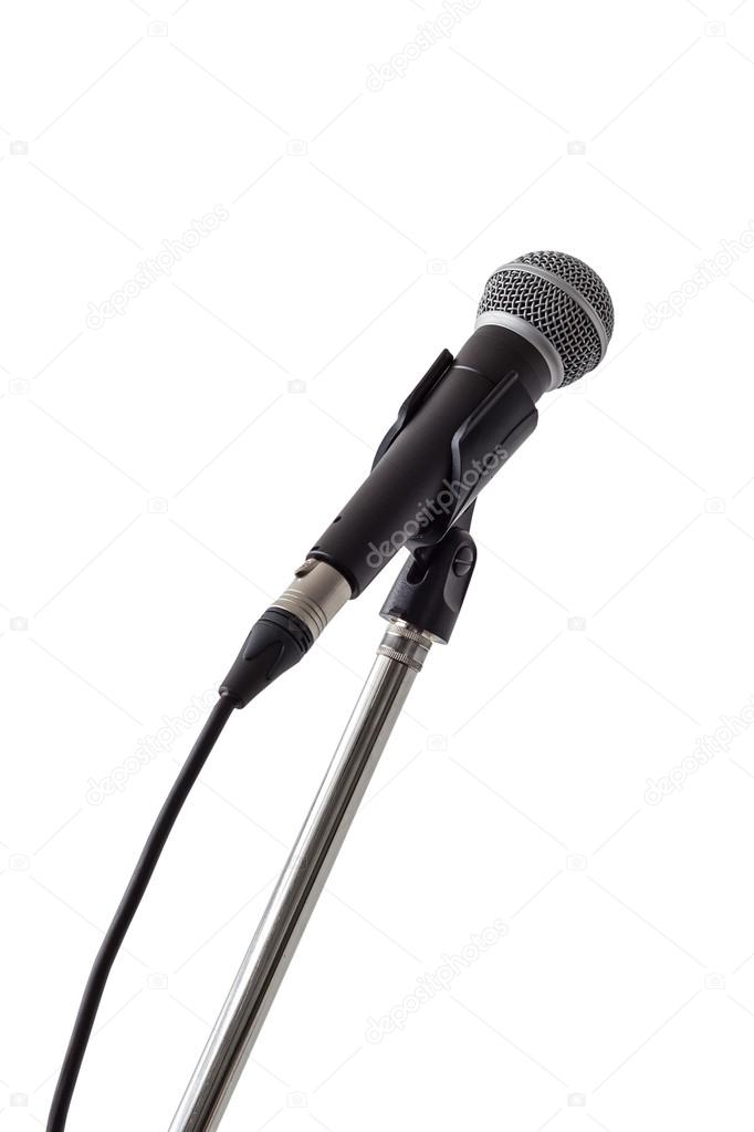 Microphone and stand isolated on white background