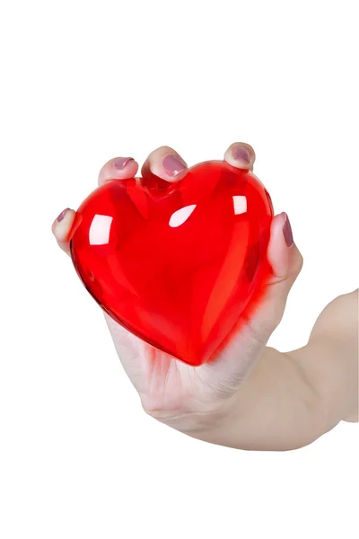 Coração nas mãos isolado no fundo branco — Fotografia de Stock