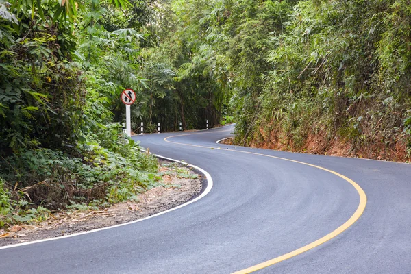 "S "vista curva estrada de asfalto na floresta — Fotografia de Stock