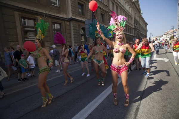 Dançarina de carnaval no desfile — Fotografia de Stock