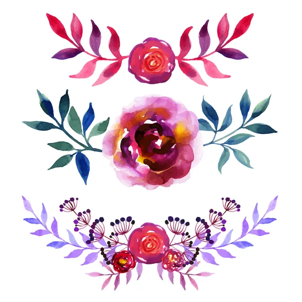 Set of beautiful watercolor flowers