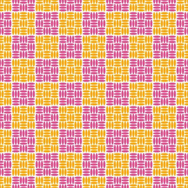 Kusursuz örgülü desen. Çapraz pembe ve sarı kareler..