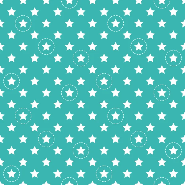 Weiße Sterne Auf Türkisfarbenem Hintergrund Nahtloser Hintergrund Für Jeden Einsatz — Stockfoto