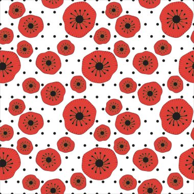 Puantiyeli kırmızı gelincikler. Herhangi bir kullanım için kusursuz arkaplan.