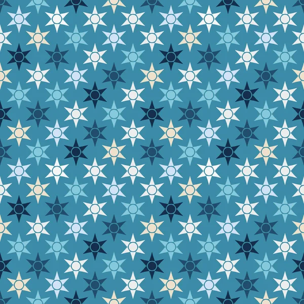 Nahtloser Hintergrund Mit Sternen Sterne Verschiedenen Farben Auf Blauem Hintergrund — Stockfoto