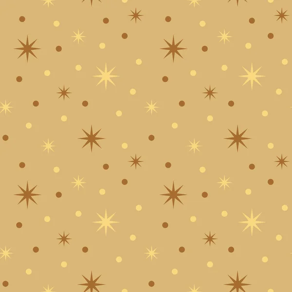 Nahtloser Hintergrund Mit Sternen Und Punkten Gelb Braunen Farben — Stockfoto