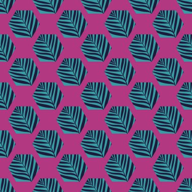 Palmiye yapraklı altıgenler. Herhangi bir kullanım için kusursuz desen.