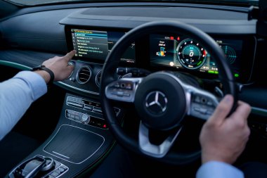 London, UK, May 18, 2021: Mercedes-Benz E 300 DE Plug-In Hybrid Break EQ Power Interior