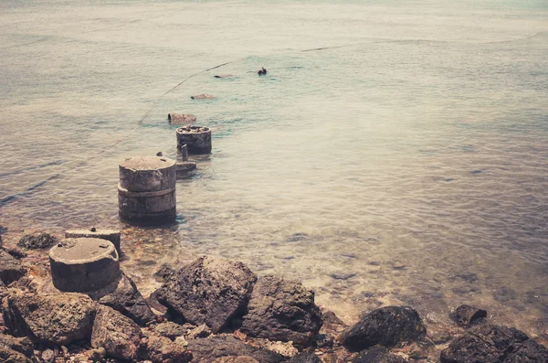 Plaj ve mavi deniz vintage — Stok fotoğraf