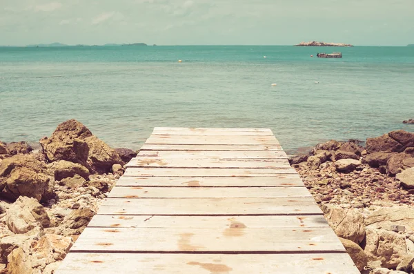 Dock and blue sea vintage — Stock Photo, Image