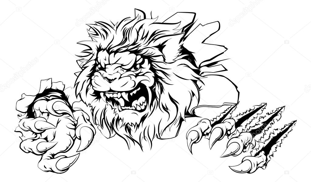 Lion Claws Drawing Lion Claw Breakthrough Stock Vector C Krisdog 100772106