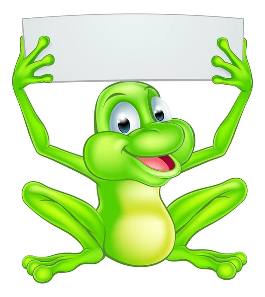 Cartoon Frog Holding segno — Vettoriale Stock