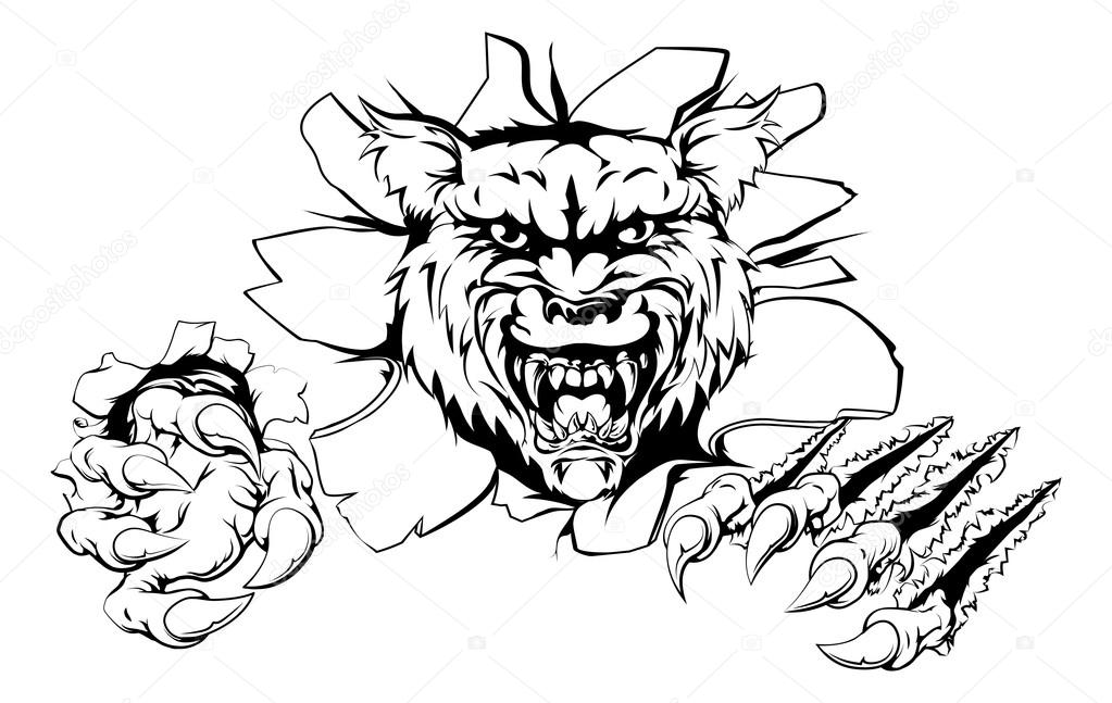 Illustration of a wolf ripping through the background