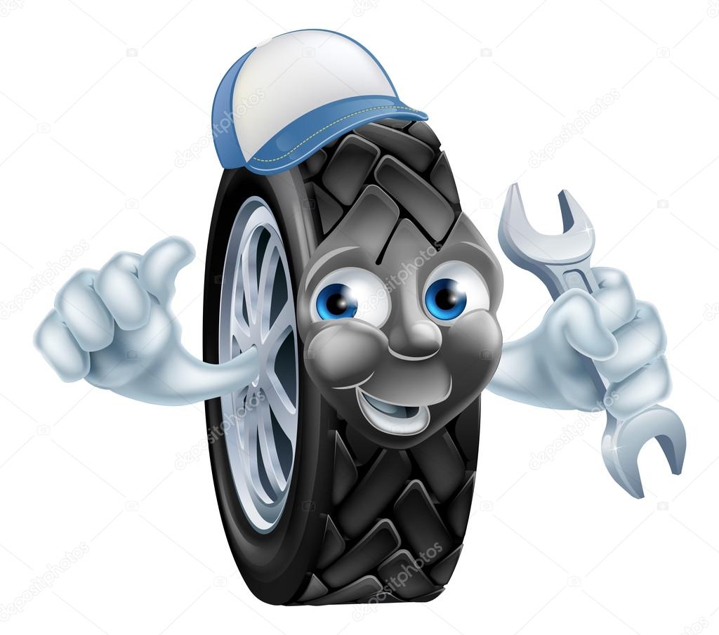 Tyre mechanic cartoon mascot