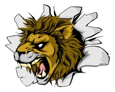 Lion sports mascot breakthrough clipart