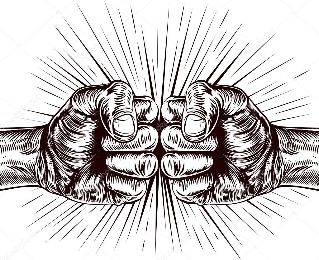 Fists punching illustration