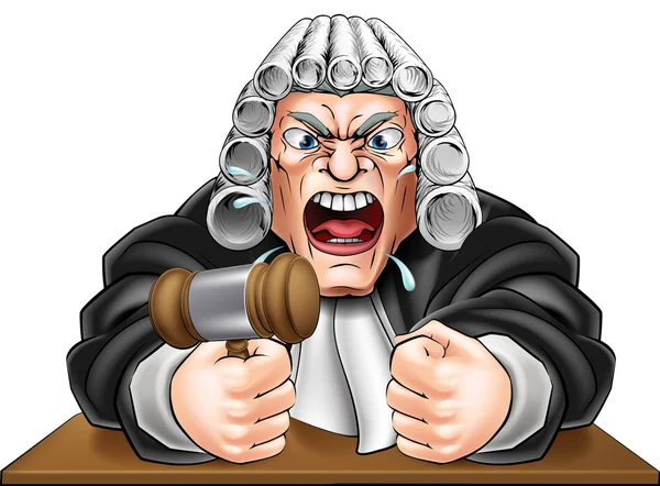 Angry Judge with Gavel — Stock Vector