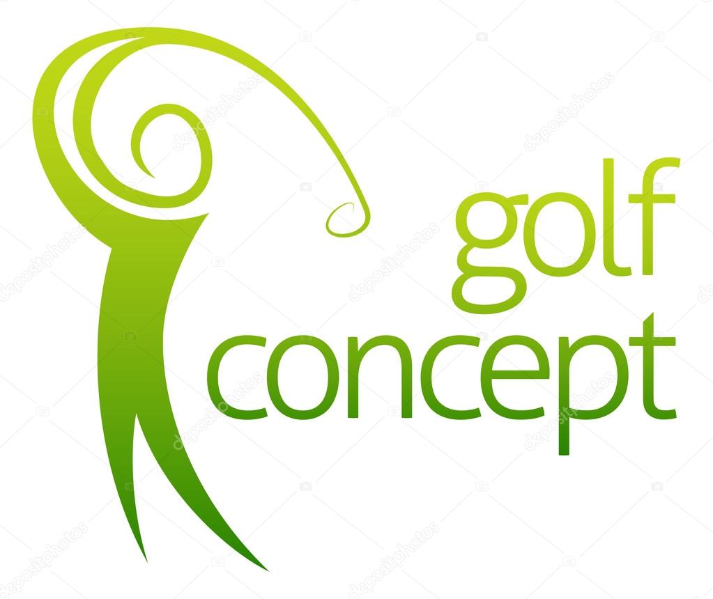 Golf swing abstract concept of a golfer figure playing golf