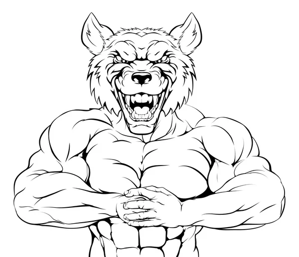 Mascota de lobo fuerte — Vector de stock