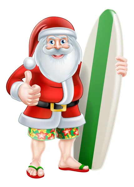 Dibujos animados Surf Santa — Vector de stock